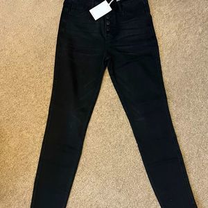 Vervet by Flying Monkey Black High Rise Button Fly Skinny